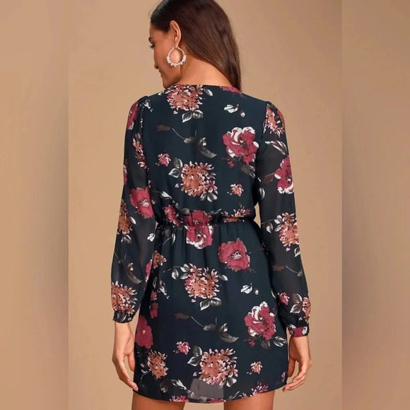 Lulus Pretty Pretender Navy Floral Print Dress sz M - Picture 2 of 15